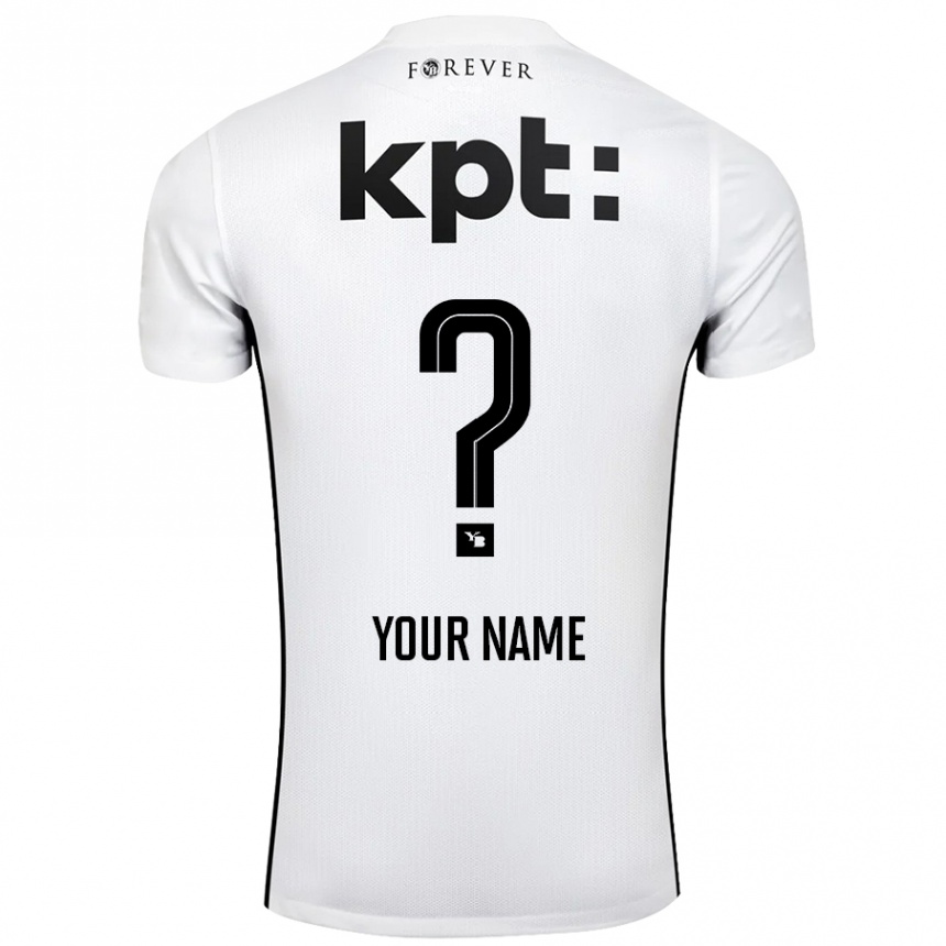 Kids Football Your Name #0 White Black Away Jersey 2024/25 T-Shirt Australia