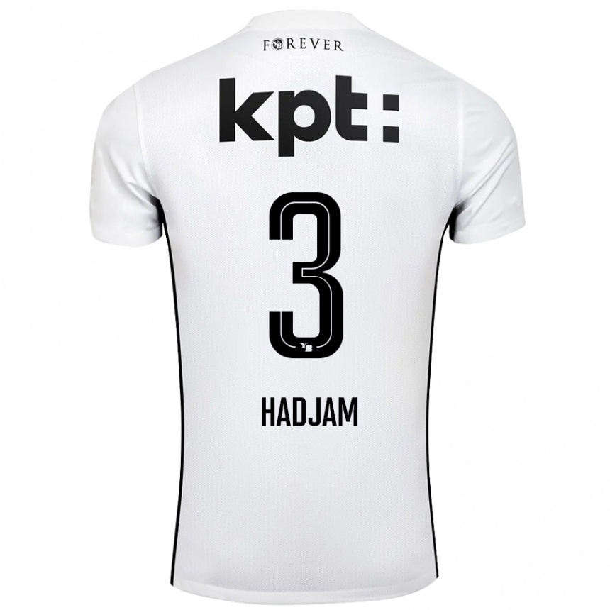 Kids Football Jaouen Hadjam #3 White Black Away Jersey 2024/25 T-Shirt Australia