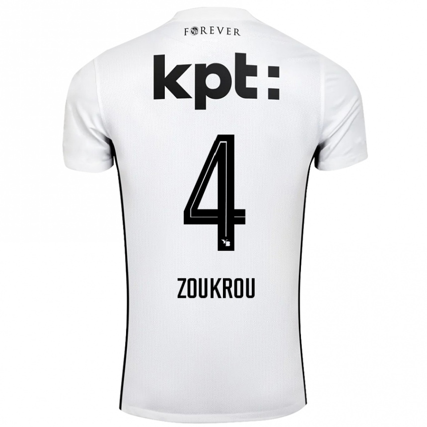 Kids Football Tanguy Zoukrou #4 White Black Away Jersey 2024/25 T-Shirt Australia