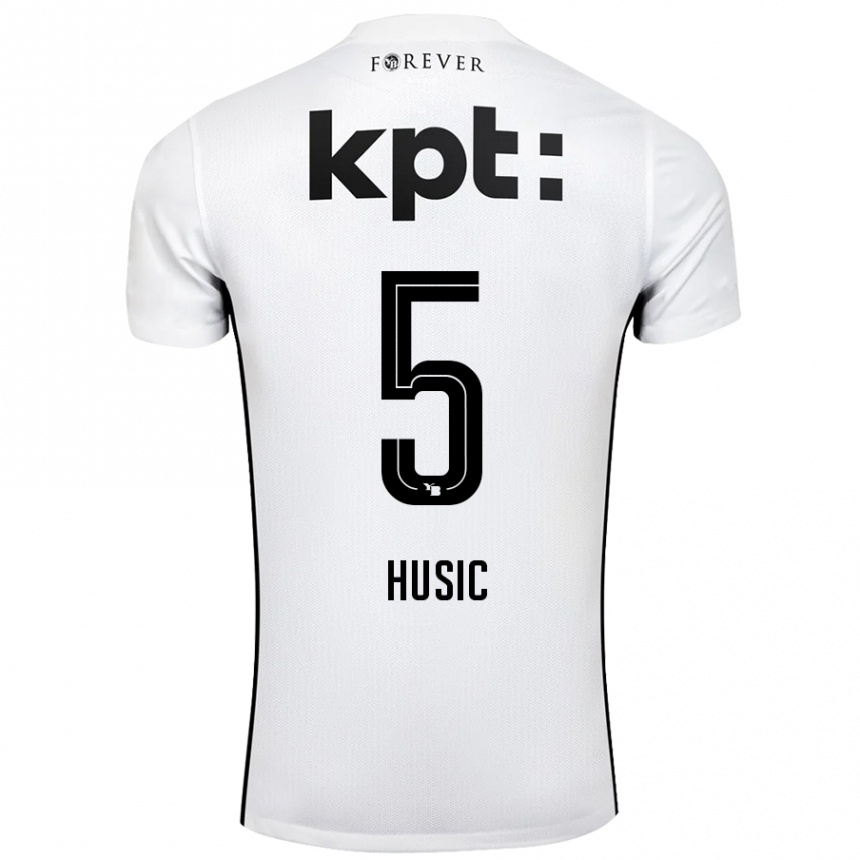 Kids Football Anel Husic #5 White Black Away Jersey 2024/25 T-Shirt Australia