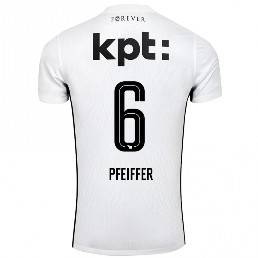 Kids Football Patric Pfeiffer #6 White Black Away Jersey 2024/25 T-Shirt Australia