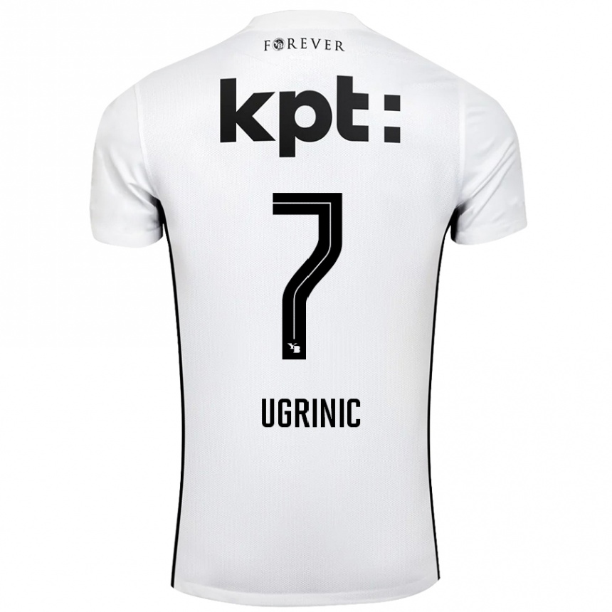 Kids Football Filip Ugrinic #7 White Black Away Jersey 2024/25 T-Shirt Australia