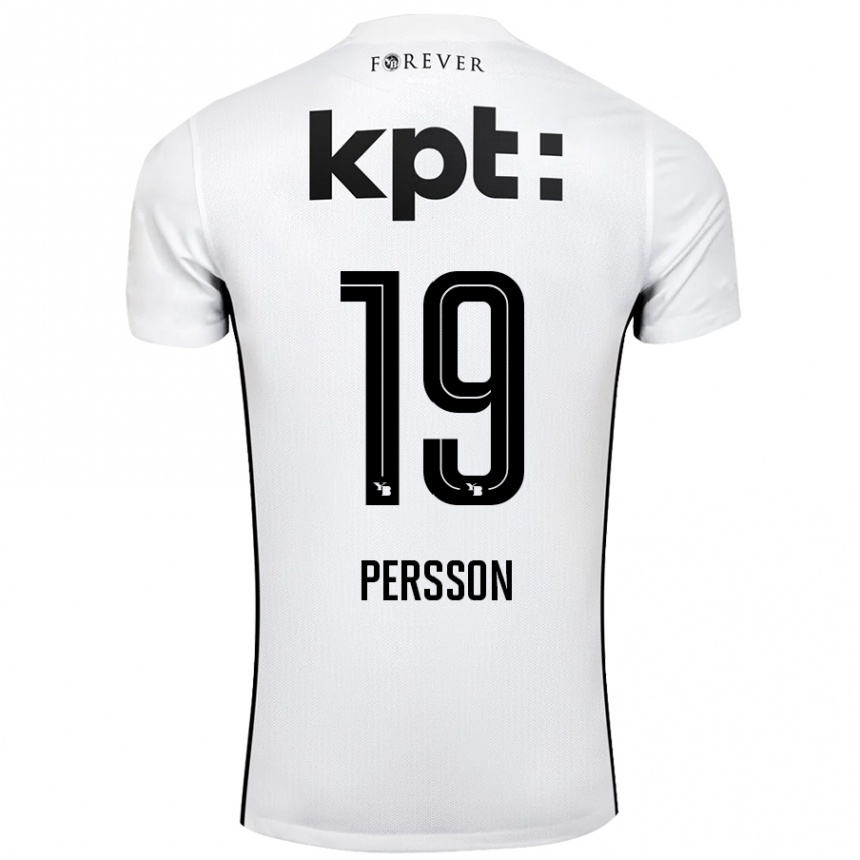 Kids Football Noah Persson #19 White Black Away Jersey 2024/25 T-Shirt Australia