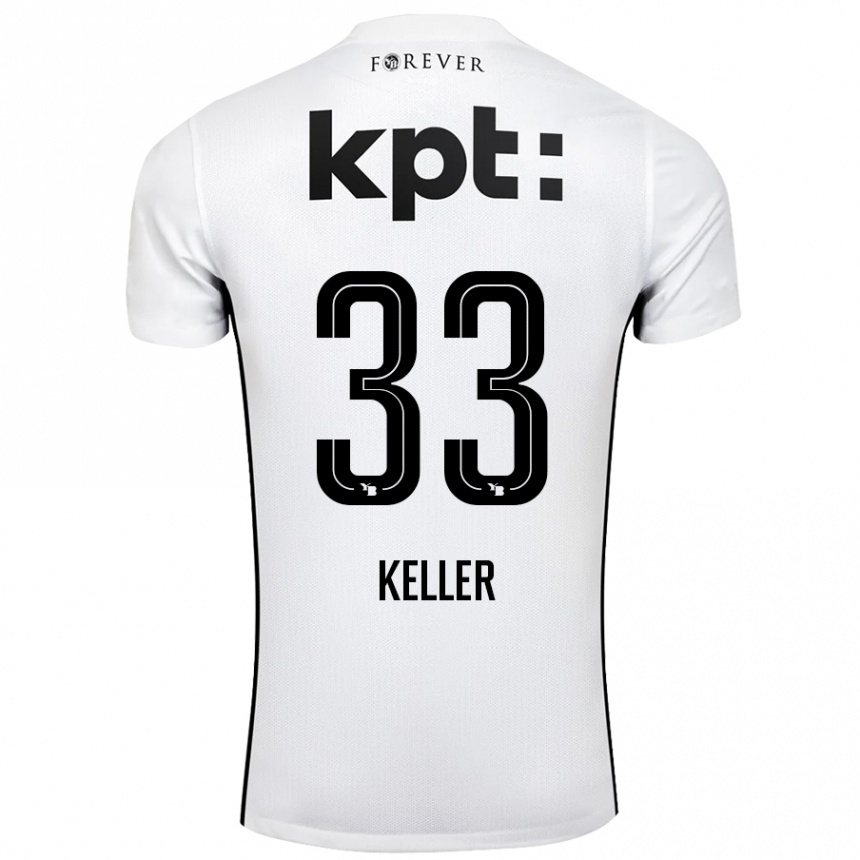 Kids Football Marvin Keller #33 White Black Away Jersey 2024/25 T-Shirt Australia