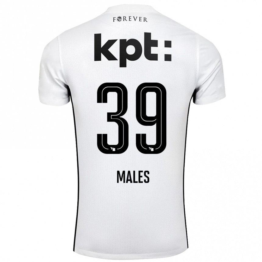 Kids Football Darian Males #39 White Black Away Jersey 2024/25 T-Shirt Australia