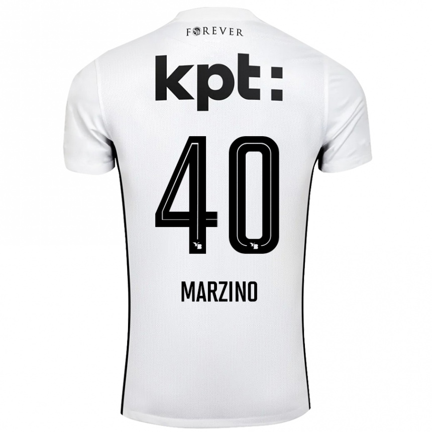 Kids Football Dario Marzino #40 White Black Away Jersey 2024/25 T-Shirt Australia