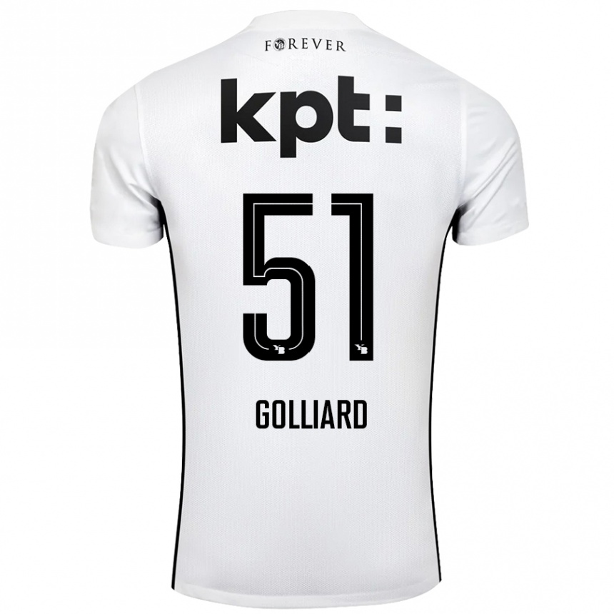 Kids Football Théo Golliard #51 White Black Away Jersey 2024/25 T-Shirt Australia