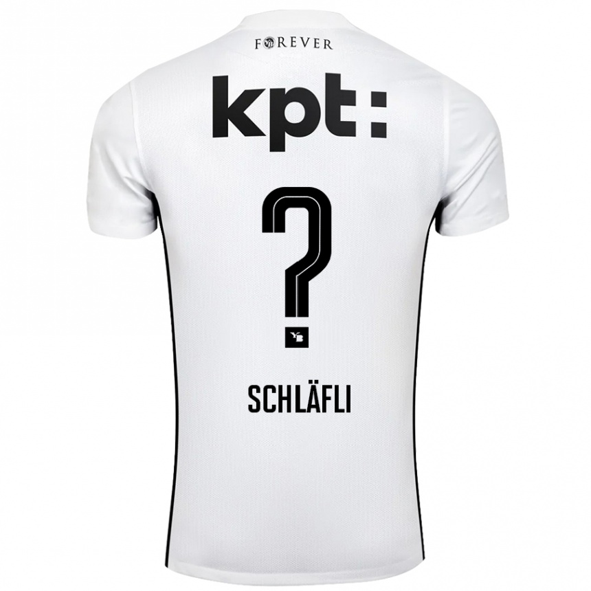 Kids Football Enea Schläfli #0 White Black Away Jersey 2024/25 T-Shirt Australia