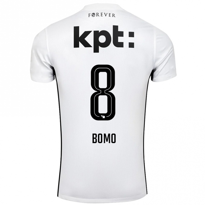 Kids Football Jacques Bomo #8 White Black Away Jersey 2024/25 T-Shirt Australia