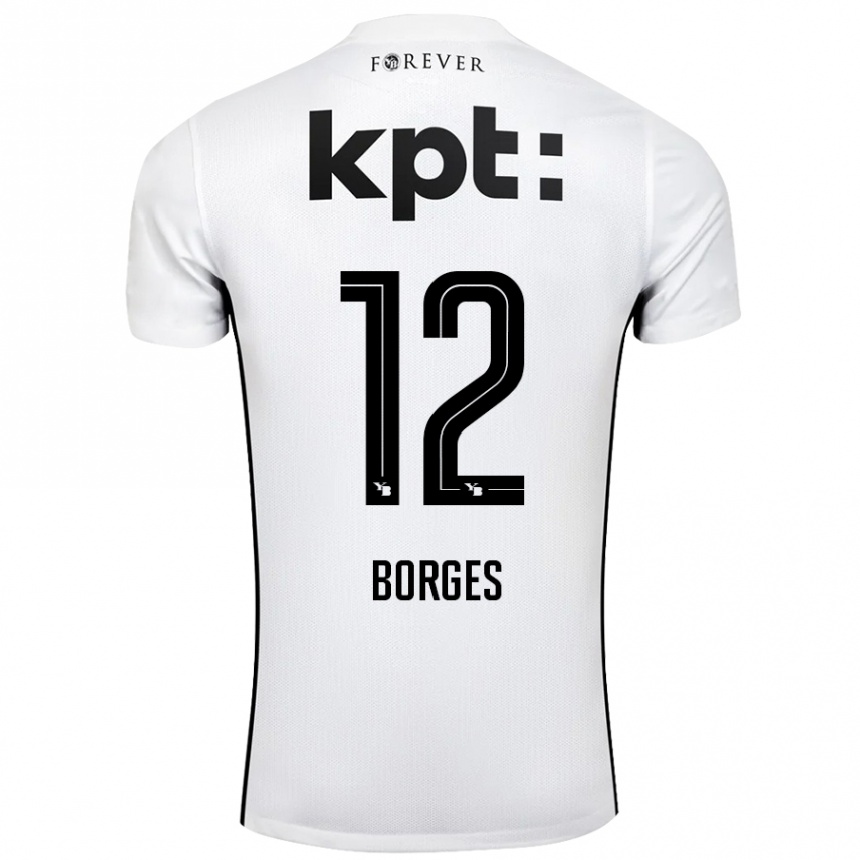 Kids Football David Borges #12 White Black Away Jersey 2024/25 T-Shirt Australia