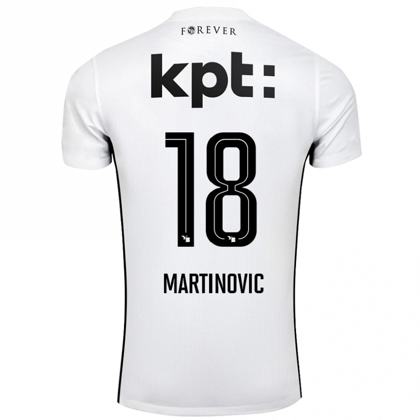 Kids Football Denis Martinovic #18 White Black Away Jersey 2024/25 T-Shirt Australia