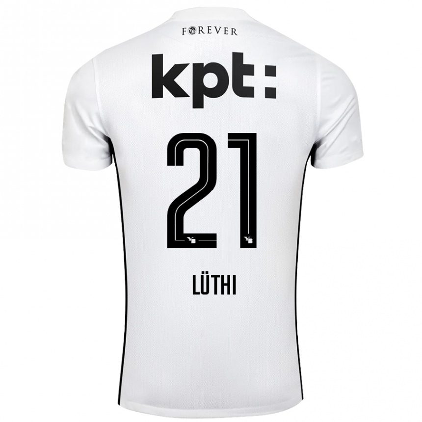 Kids Football Janis Lüthi #21 White Black Away Jersey 2024/25 T-Shirt Australia