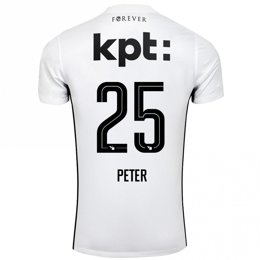 Kids Football Luc Peter #25 White Black Away Jersey 2024/25 T-Shirt Australia