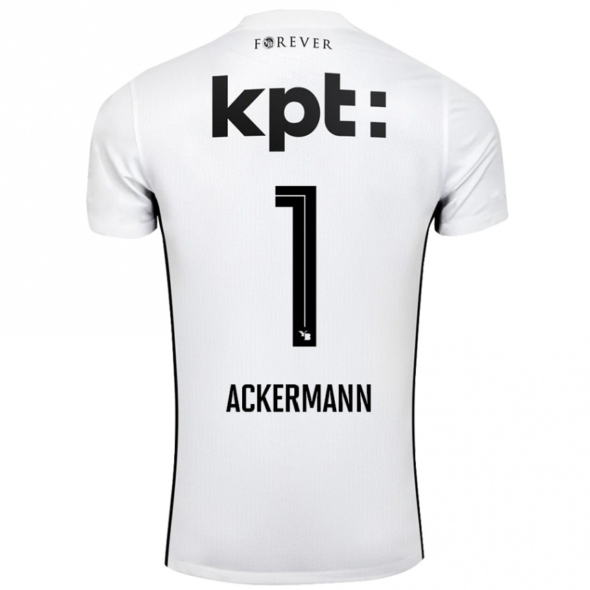 Kids Football Jara Ackermann #1 White Black Away Jersey 2024/25 T-Shirt Australia