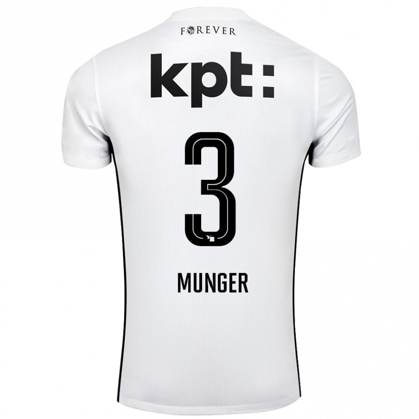 Kids Football Noa Münger #3 White Black Away Jersey 2024/25 T-Shirt Australia