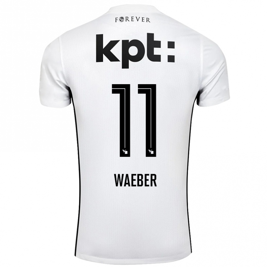 Kids Football Stéphanie Waeber #11 White Black Away Jersey 2024/25 T-Shirt Australia