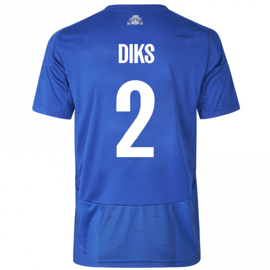 Kids Football Kevin Diks #2 White Blue Away Jersey 2024/25 T-Shirt Australia