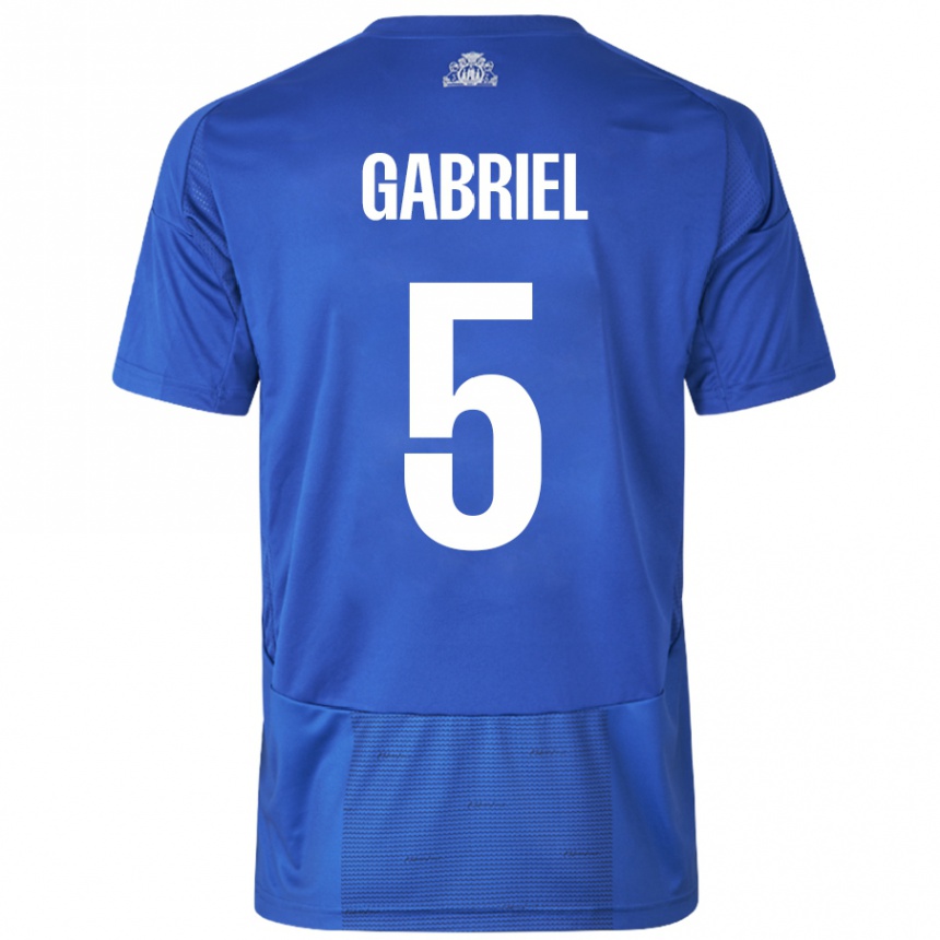 Kids Football Gabriel Pereira #5 White Blue Away Jersey 2024/25 T-Shirt Australia