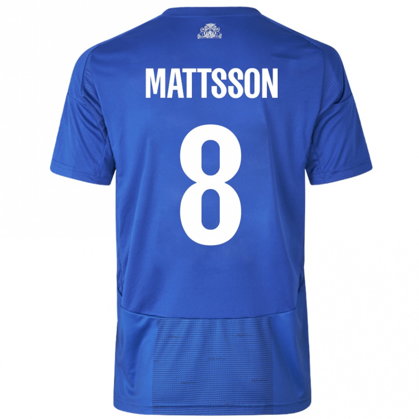 Kids Football Magnus Mattsson #8 White Blue Away Jersey 2024/25 T-Shirt Australia