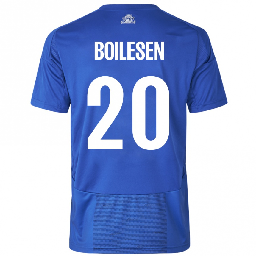 Kids Football Nicolai Boilesen #20 White Blue Away Jersey 2024/25 T-Shirt Australia