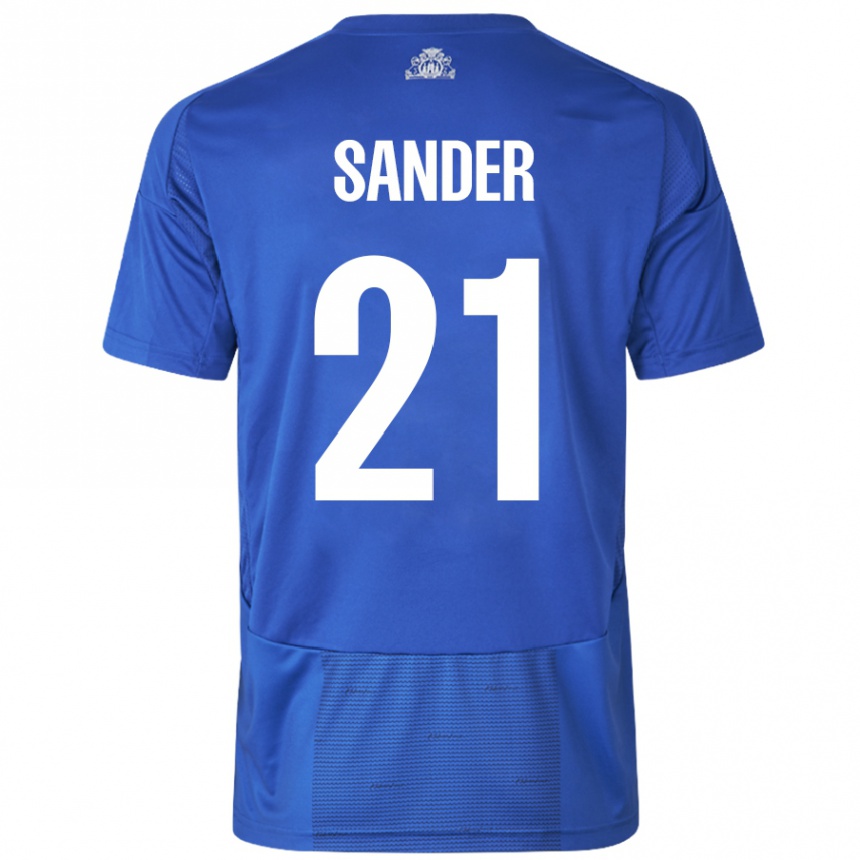 Kids Football Theo Sander #21 White Blue Away Jersey 2024/25 T-Shirt Australia