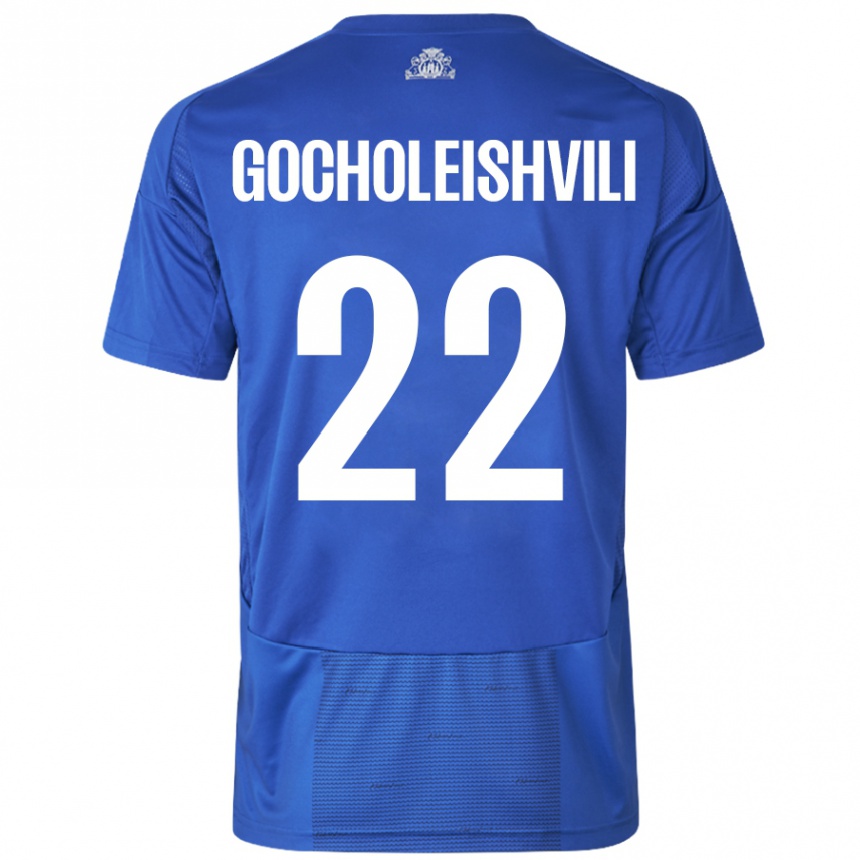 Kids Football Giorgi Gocholeishvili #22 White Blue Away Jersey 2024/25 T-Shirt Australia