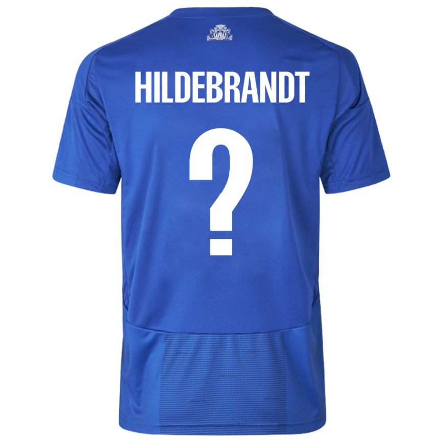 Kids Football Sylvester Hildebrandt #0 White Blue Away Jersey 2024/25 T-Shirt Australia