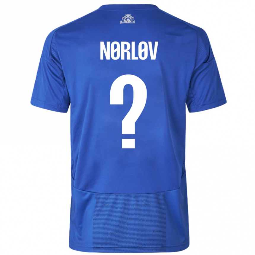 Kids Football William Nørløv #0 White Blue Away Jersey 2024/25 T-Shirt Australia