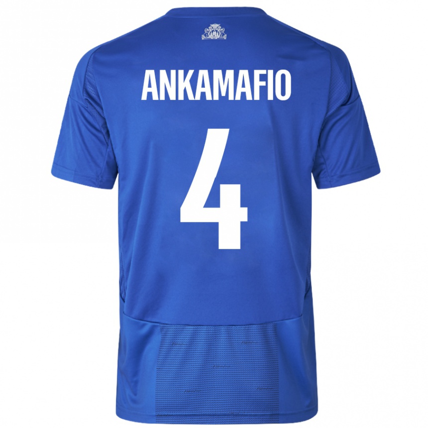 Kids Football Graham Ankamafio #4 White Blue Away Jersey 2024/25 T-Shirt Australia