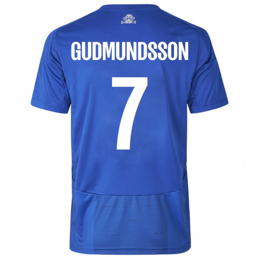 Kids Football Galdur Gudmundsson #7 White Blue Away Jersey 2024/25 T-Shirt Australia