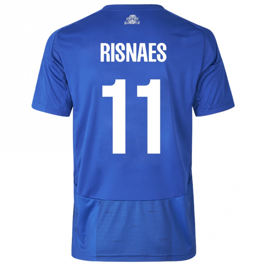 Kids Football Roberto Risnaes #11 White Blue Away Jersey 2024/25 T-Shirt Australia