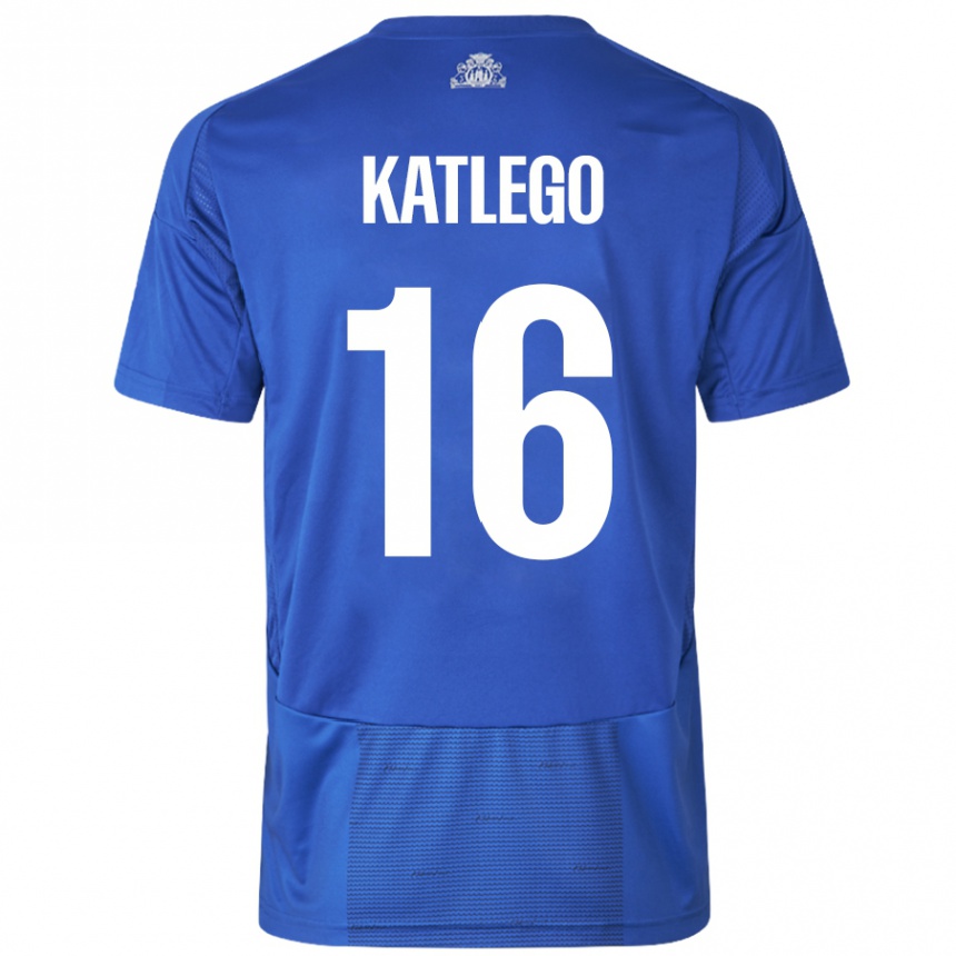 Kids Football David Katlego #16 White Blue Away Jersey 2024/25 T-Shirt Australia