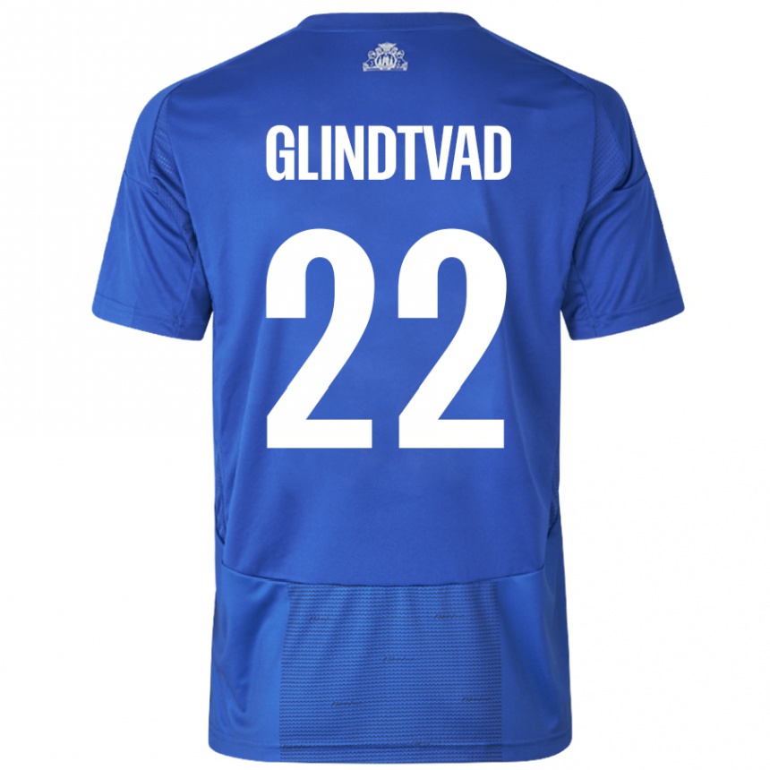 Kids Football William Glindtvad #22 White Blue Away Jersey 2024/25 T-Shirt Australia