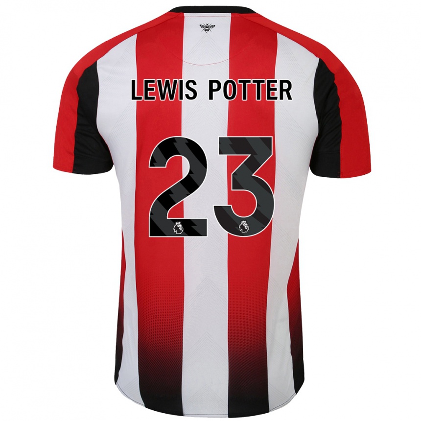 Men Football Keane Lewis-Potter #23 Red White Home Jersey 2024/25 T-Shirt Australia