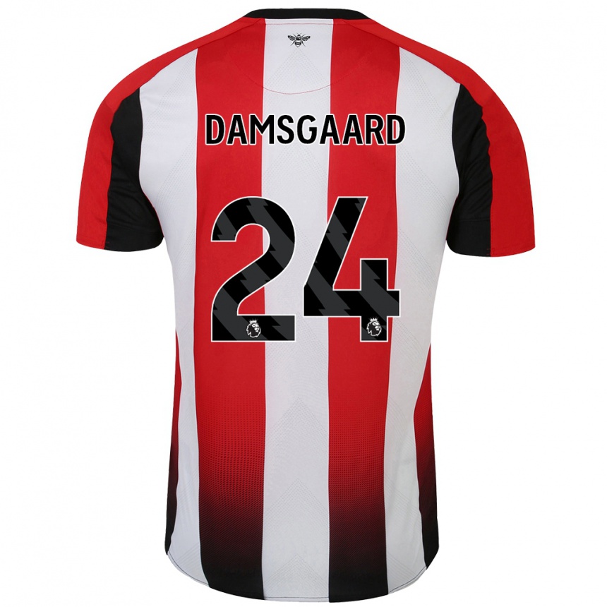 Men Football Mikkel Damsgaard #24 Red White Home Jersey 2024/25 T-Shirt Australia