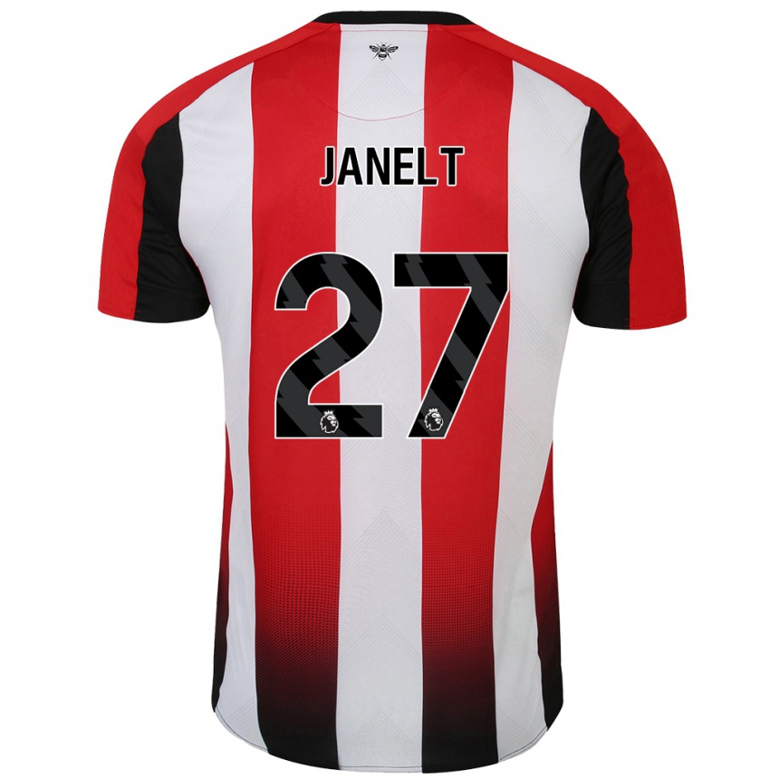 Men Football Vitaly Janelt #27 Red White Home Jersey 2024/25 T-Shirt Australia