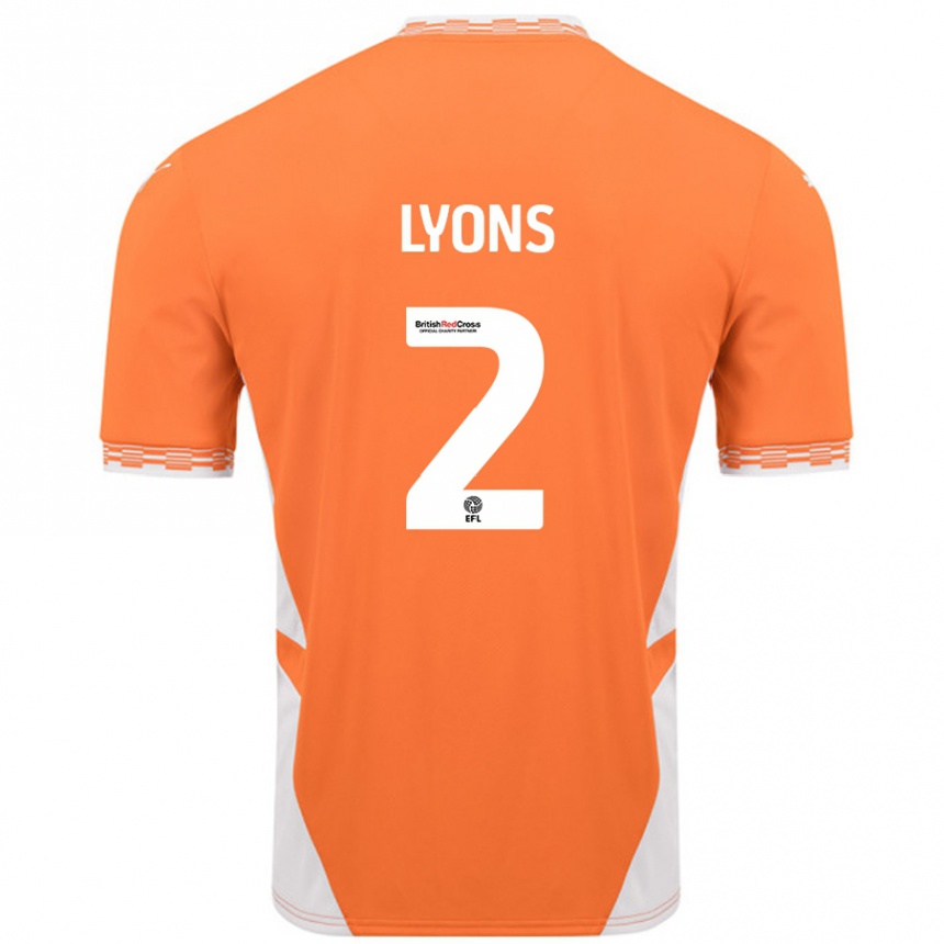 Men Football Andy Lyons #2 Orange White Home Jersey 2024/25 T-Shirt Australia