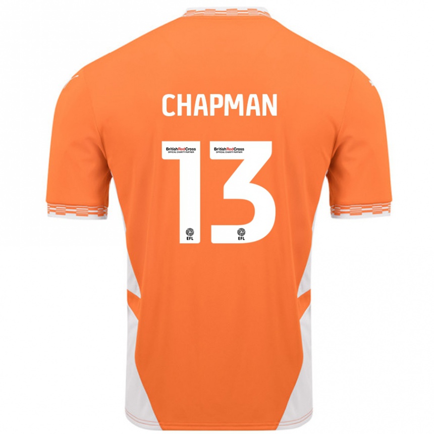 Men Football Mackenzie Chapman #13 Orange White Home Jersey 2024/25 T-Shirt Australia