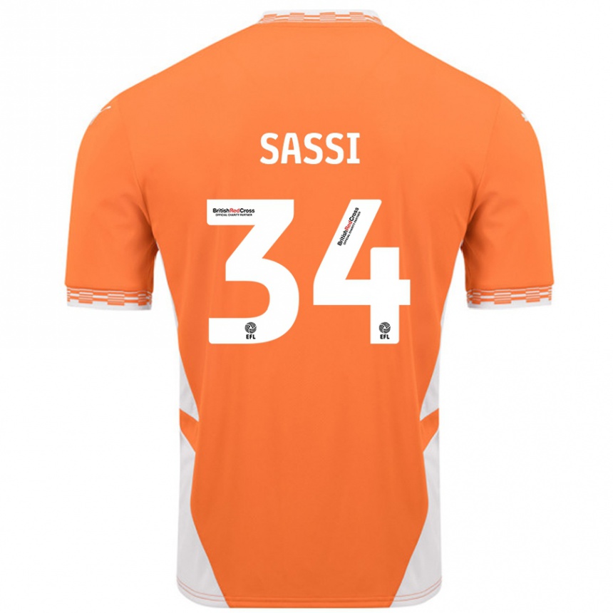 Men Football Dan Sassi #34 Orange White Home Jersey 2024/25 T-Shirt Australia