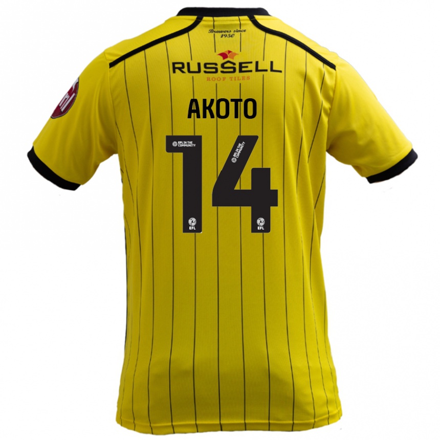 Men Football Nick Akoto #14 Yellow Home Jersey 2024/25 T-Shirt Australia