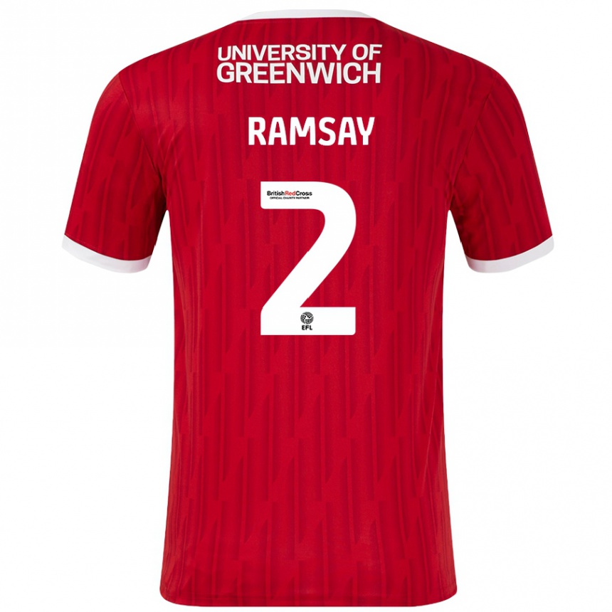 Men Football Kayne Ramsay #2 Red White Home Jersey 2024/25 T-Shirt Australia