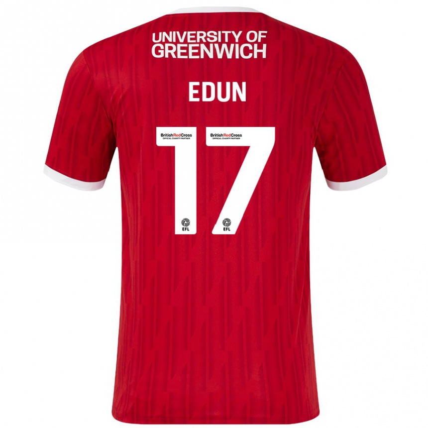 Men Football Tayo Edun #17 Red White Home Jersey 2024/25 T-Shirt Australia