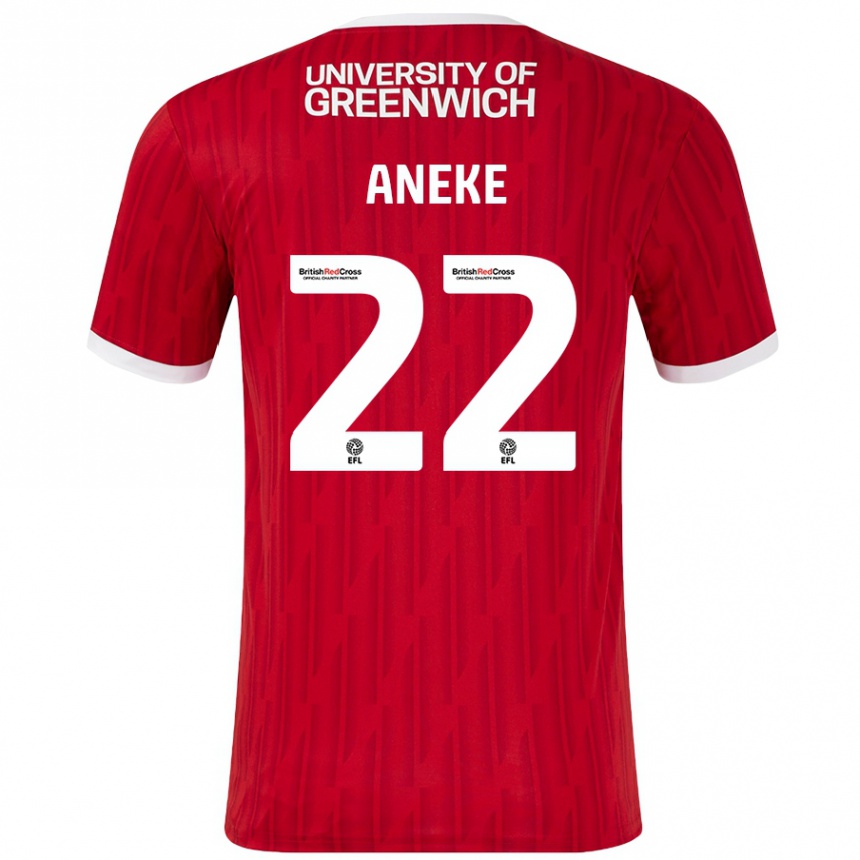 Men Football Chuks Aneke #22 Red White Home Jersey 2024/25 T-Shirt Australia