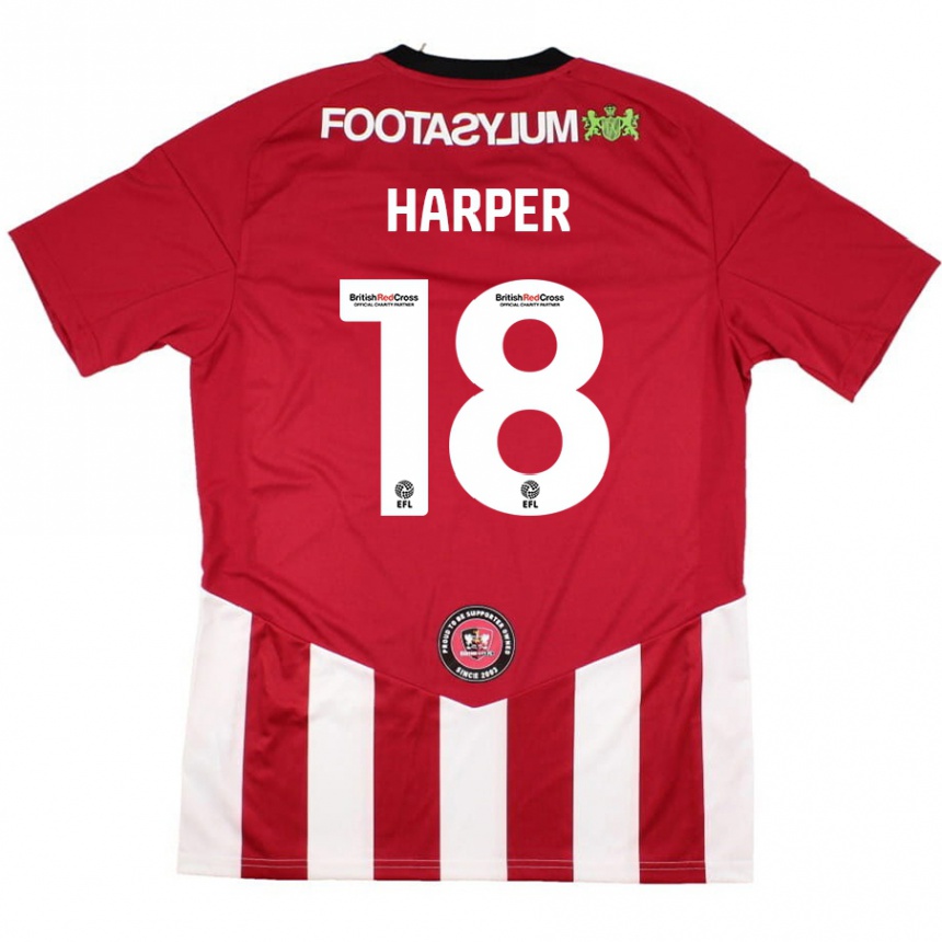 Men Football Vincent Harper #18 Red White Home Jersey 2024/25 T-Shirt Australia