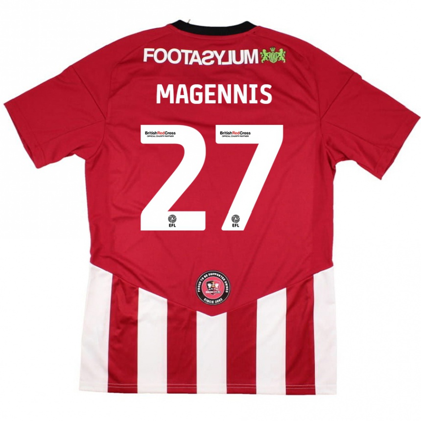 Men Football Josh Magennis #27 Red White Home Jersey 2024/25 T-Shirt Australia