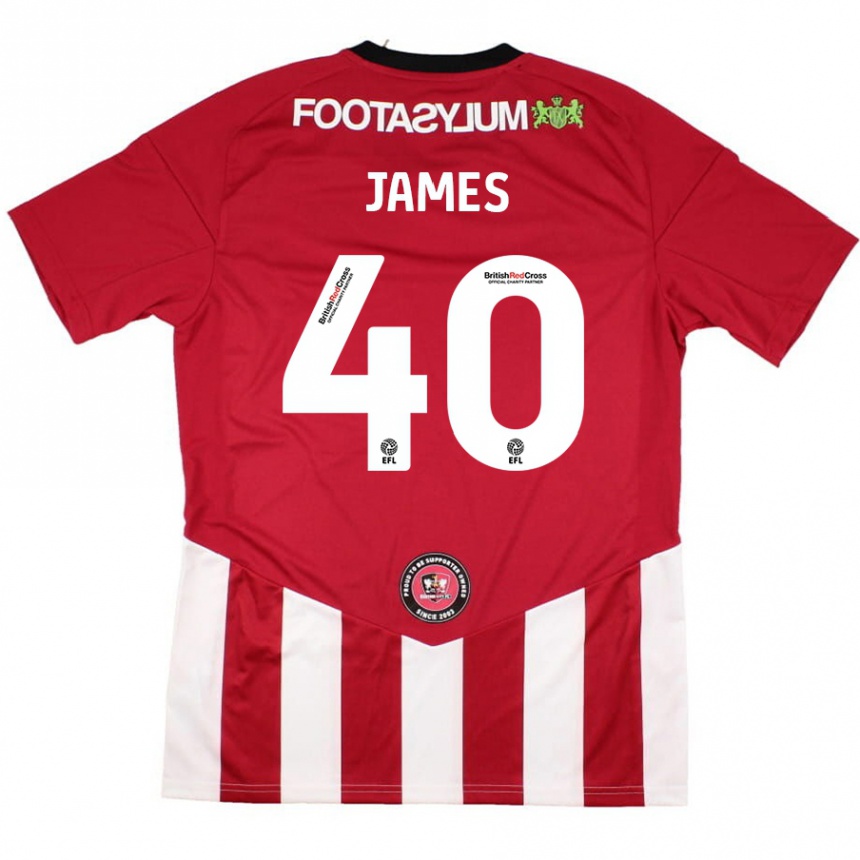 Men Football Ed James #40 Red White Home Jersey 2024/25 T-Shirt Australia