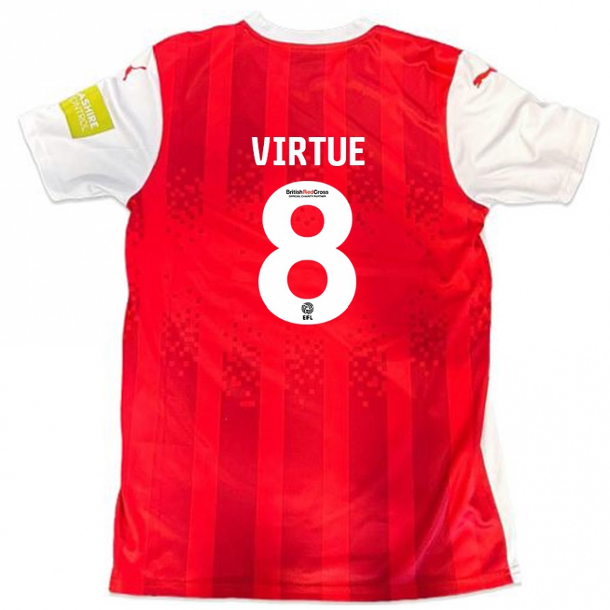 Men Football Matty Virtue #8 Red White Home Jersey 2024/25 T-Shirt Australia