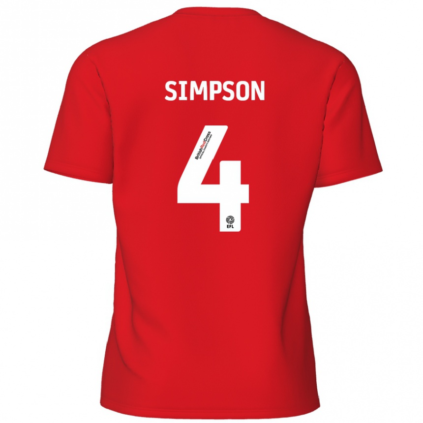 Men Football Jack Simpson #4 Red Home Jersey 2024/25 T-Shirt Australia