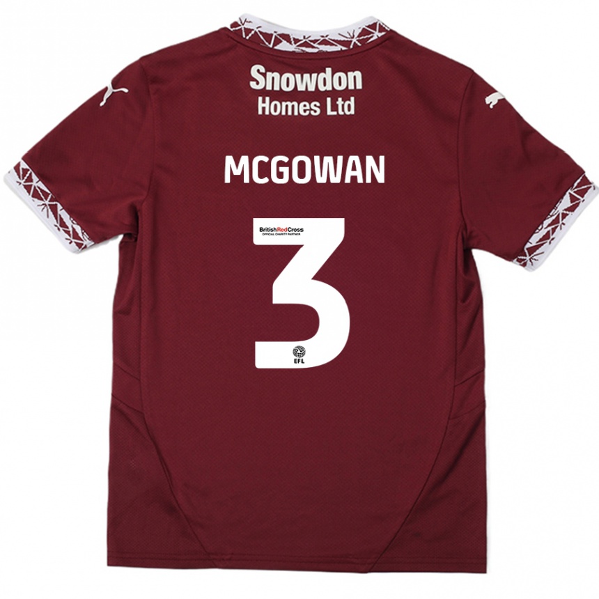 Men Football Aaron Mcgowan #3 Burgundy Home Jersey 2024/25 T-Shirt Australia