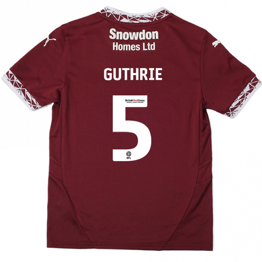 Men Football Jon Guthrie #5 Burgundy Home Jersey 2024/25 T-Shirt Australia